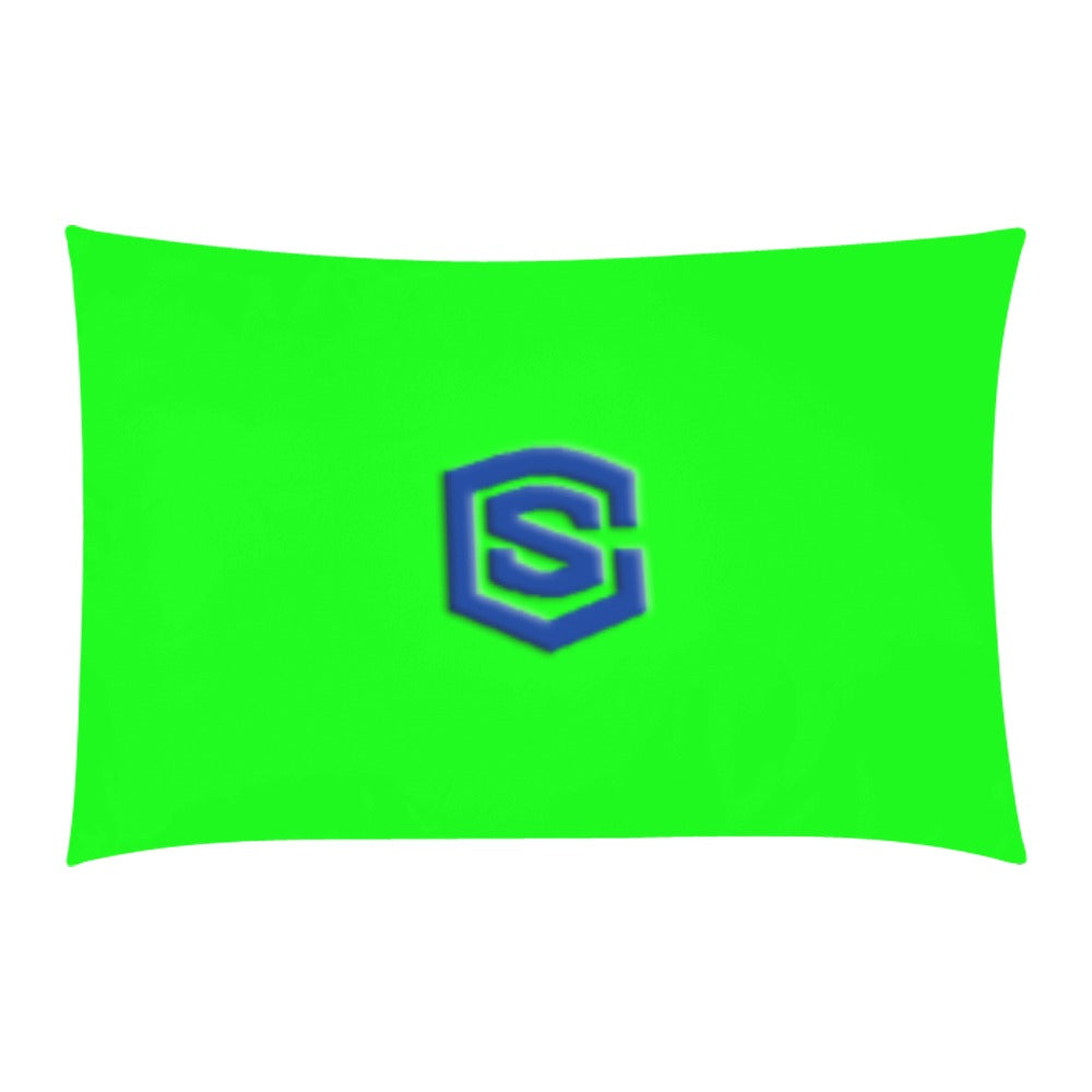 Green 3-Piece Bedding Set (1 Duvet Cover 86"x70"; 2 Pillowcases 20"x30")(One Side) wtih Blue Logo 3-Piece Bedding Set (1 Duvet Cover 86"x70"; 2 Pillowcases 20"x30")(One Side)