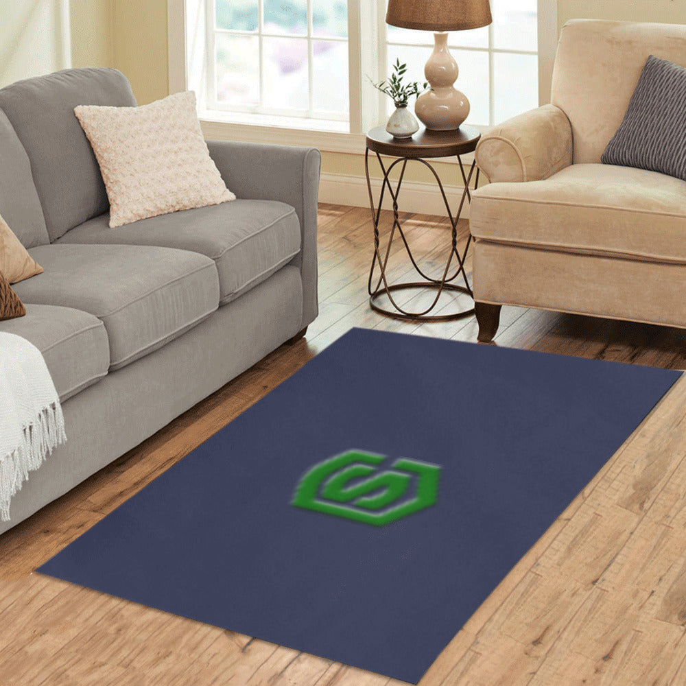 Blue Area Rug Green Logo Area Rug 5' x 3.2'