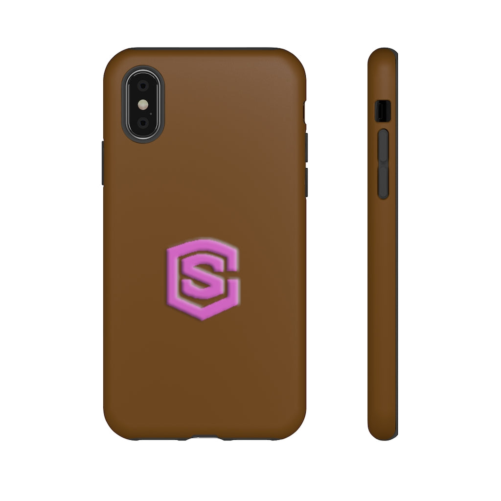 Brown Tough Cases Pink Logo