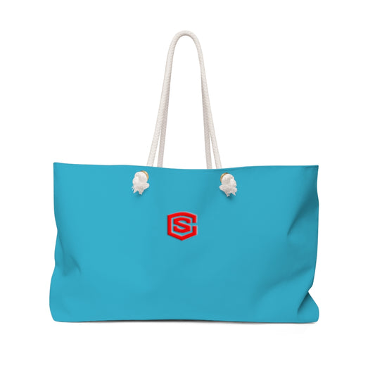 Blue Weekender Bag Red Logo