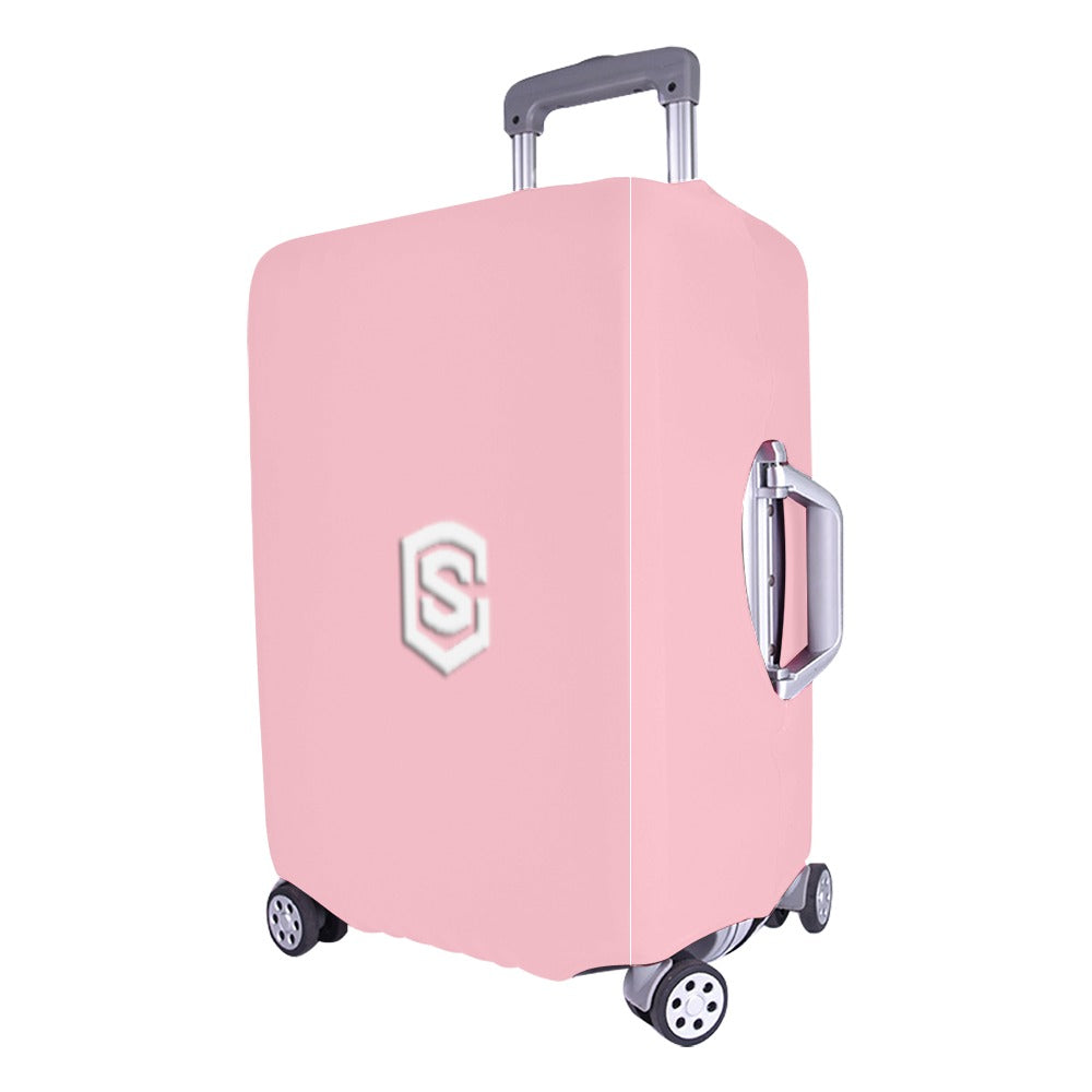 PINK LUGGAGE COVER WITH WHITE LOGO Luggage Cover (Large Size) (26"-28")