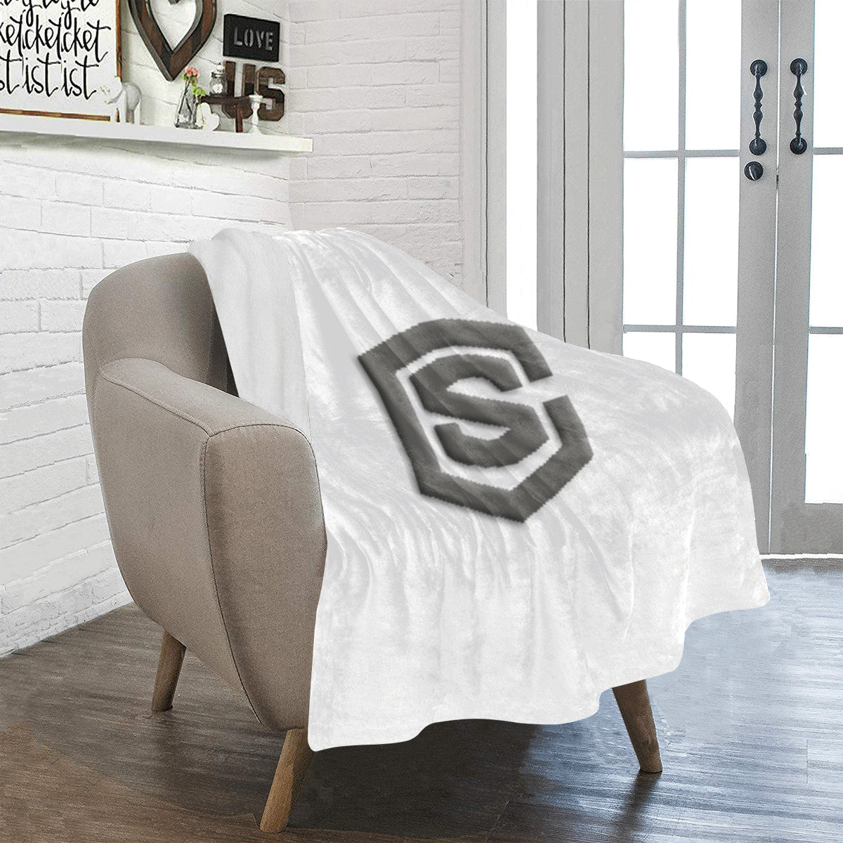 White Ultra-Soft Micro Fleece Blanket with Gray Logo Ultra-Soft Micro Fleece Blanket 30"x40"