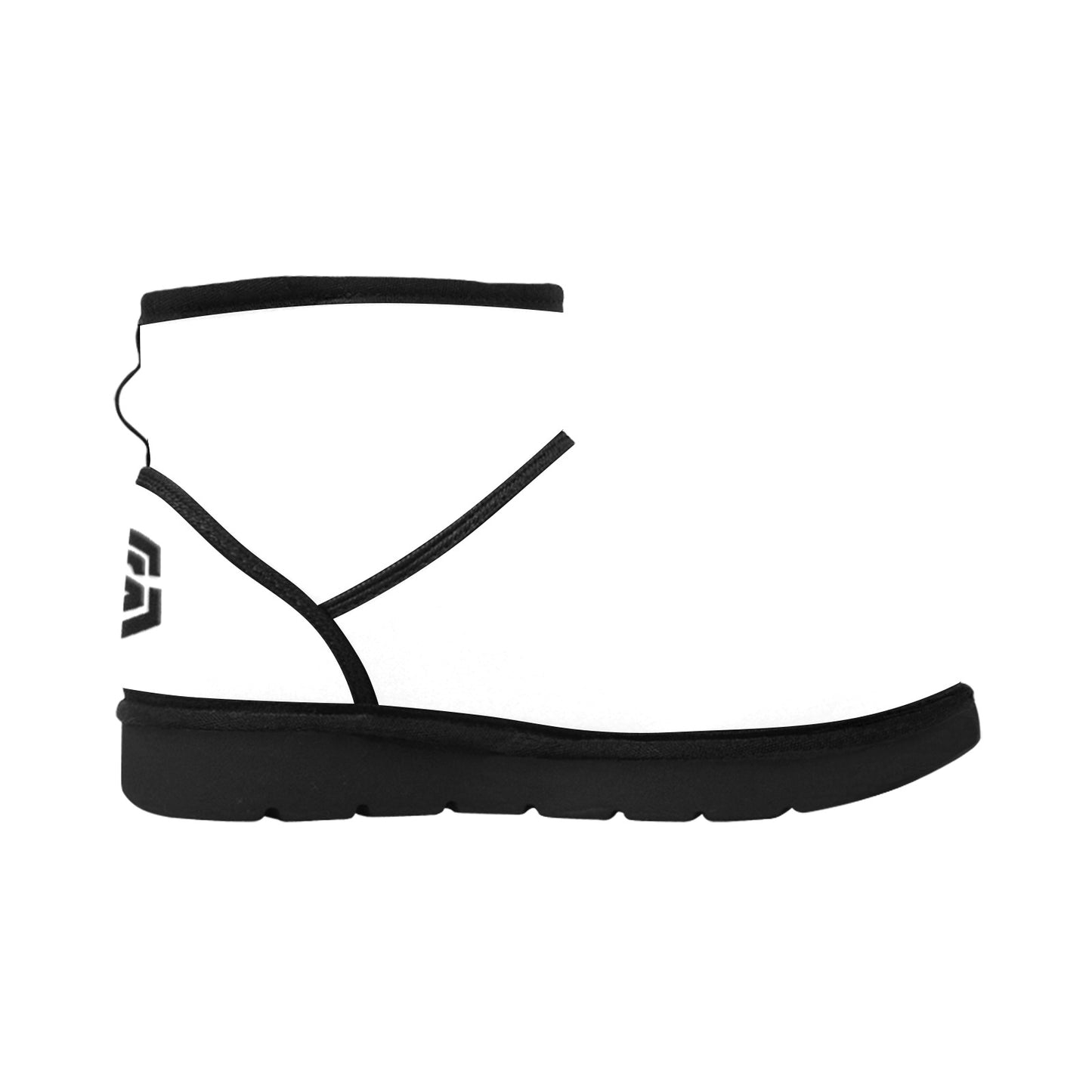 WHITE Low Top Men's Snow Boots WITH BLACK LOGO Low Top Men's Snow Boots (Model 049)