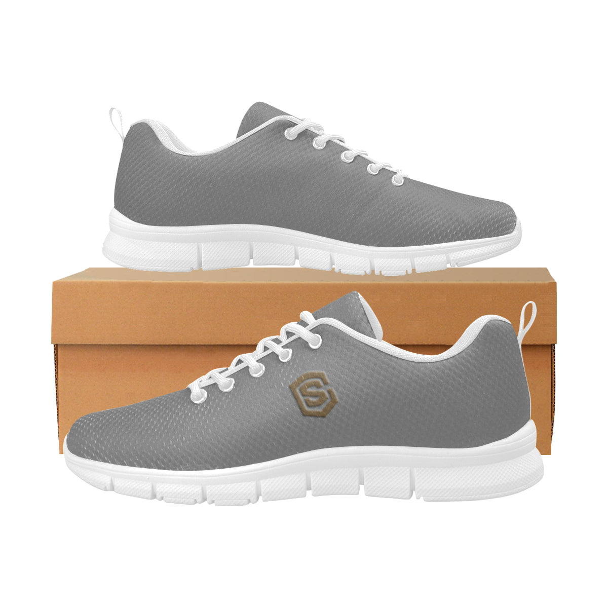 brown logo Women's Breathable Running Shoes (Model 055)