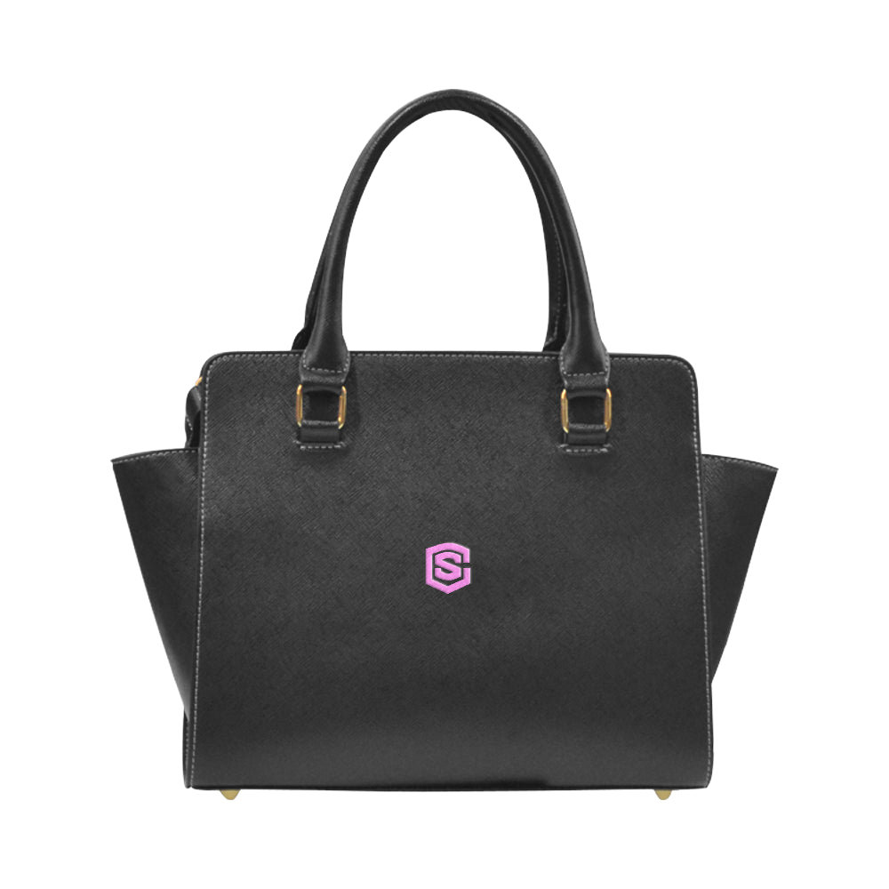 BLACK RIVET SHOULDER HANDBAG pink logo Rivet Shoulder Handbag (Model 1645)