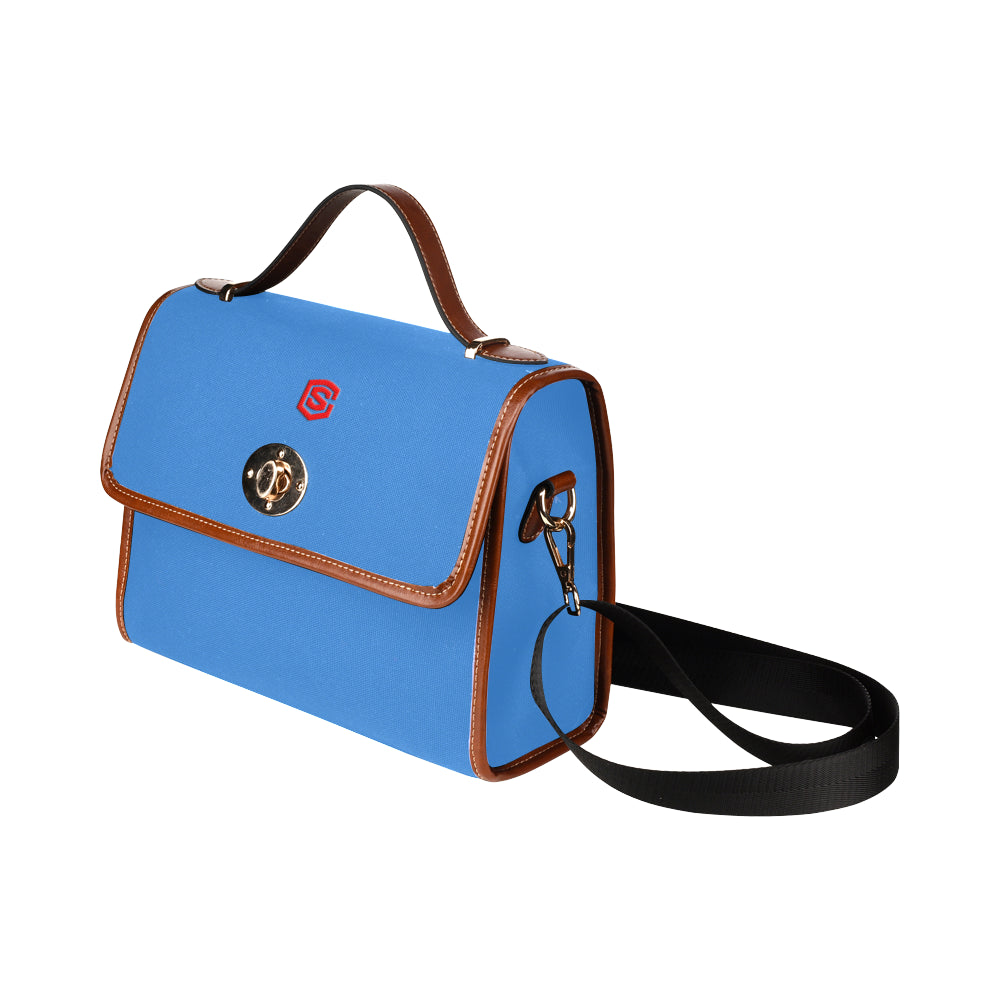 BLUE WATERPROOF CANVAS BAG Red logo Waterproof Canvas Bag/All Over Print (Model 1641)