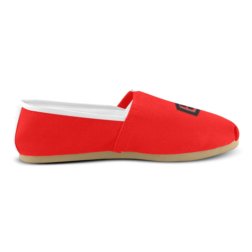 RED Casual Canvas Women's WITH BLACK LOGO Casual Canvas Women's Shoes (Model 004) (Designs are mirrored)