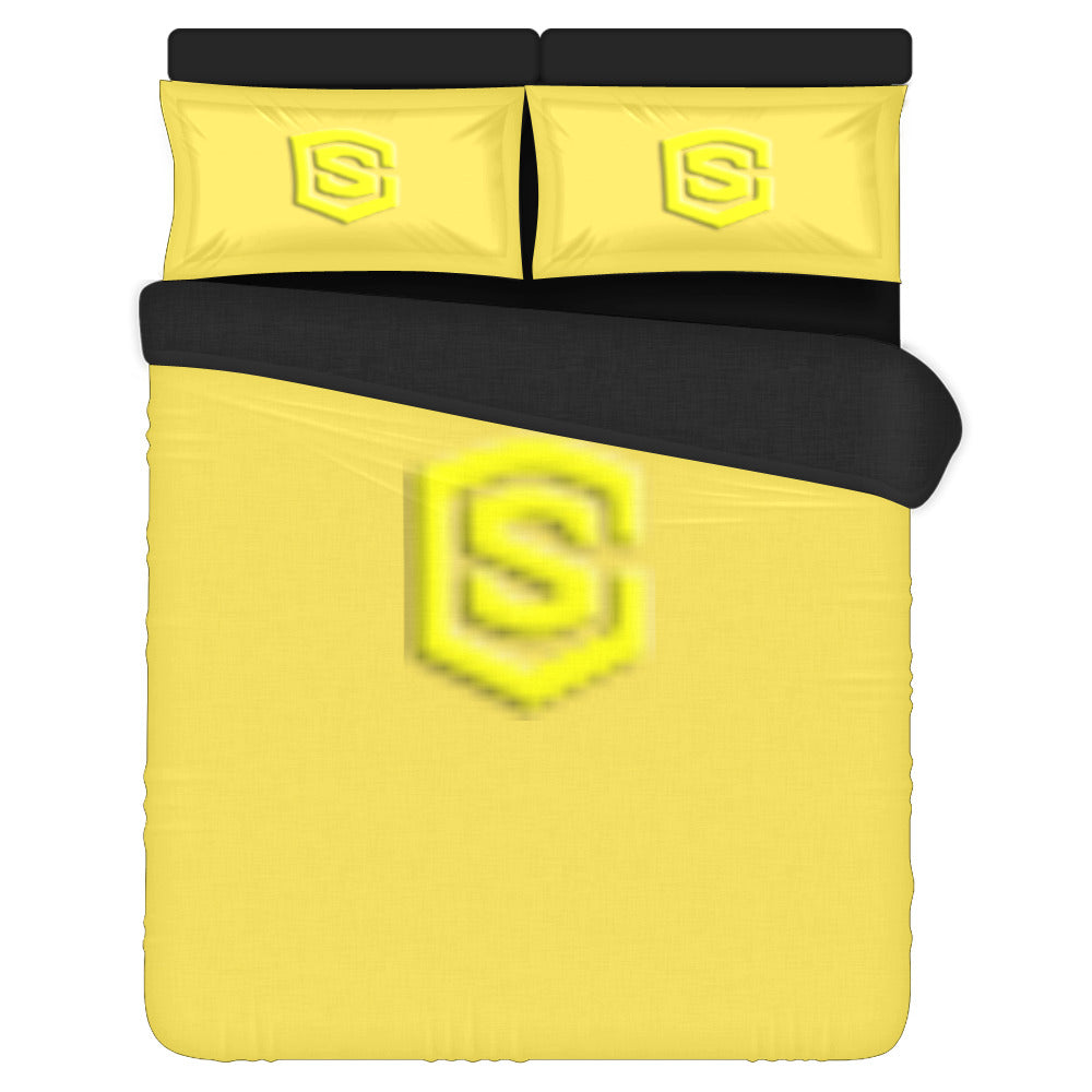 Yellow Duvet Cover Yellow Logo 3-Piece Bedding Set (1 Duvet Cover 86"x70"; 2 Pillowcases 20"x30")(One Side)
