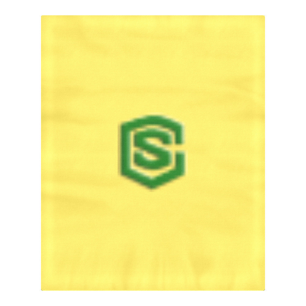 Yellow Duvet Cover Green Logo 3-Piece Bedding Set (1 Duvet Cover 86"x70"; 2 Pillowcases 20"x30")(One Side)