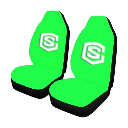 Green Car Seat Covers White Logo Car Seat Covers (Set of 2)
