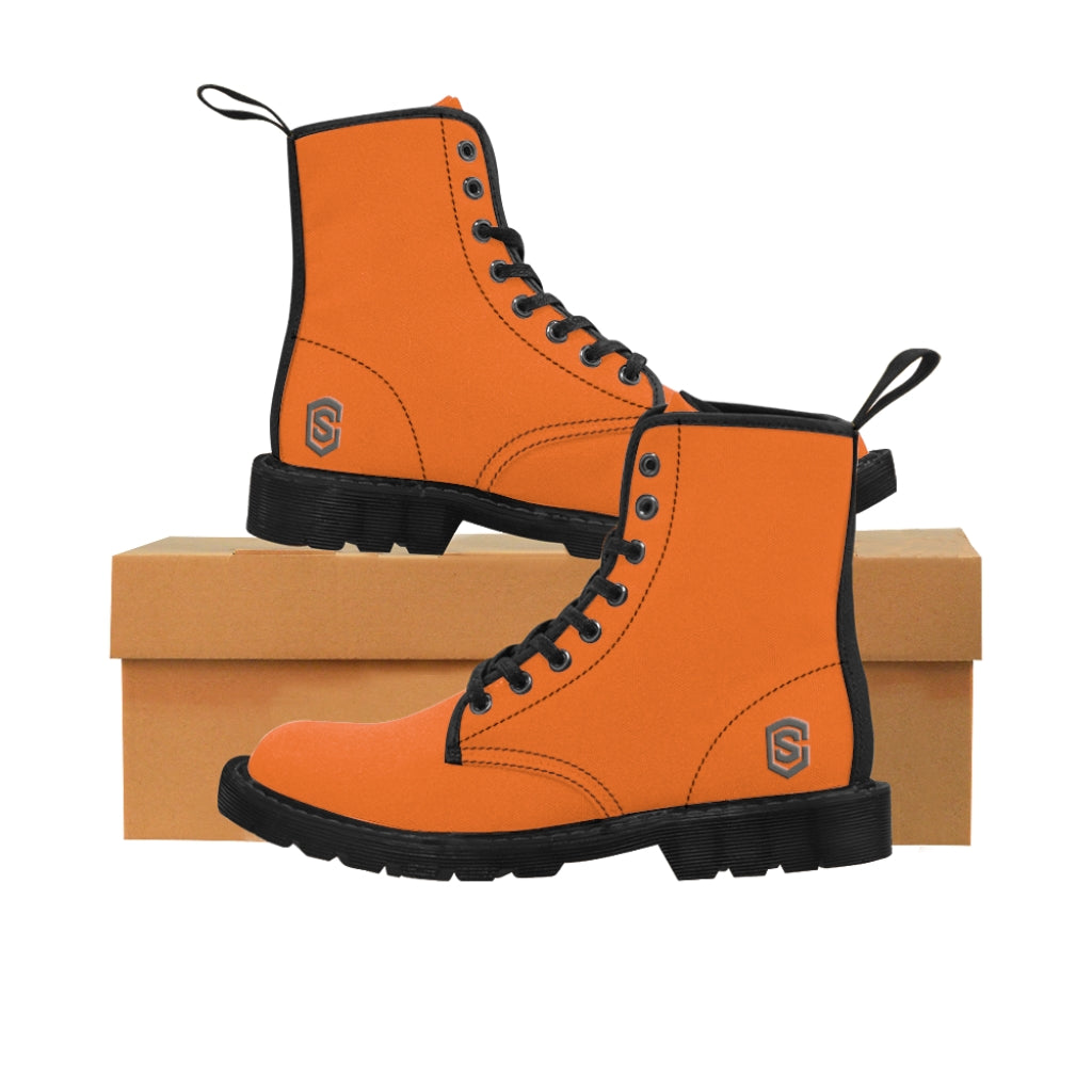 Orange Men's Canvas Boots Silver Logo