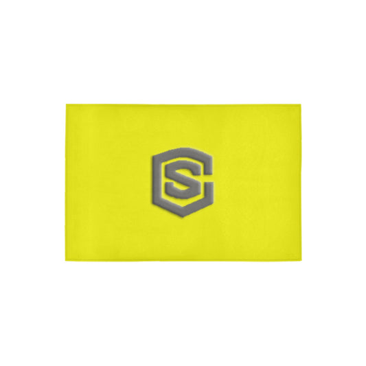 Yellow Door Mat with Gray Logo Doormat 24" x 16" (Sponge Material)