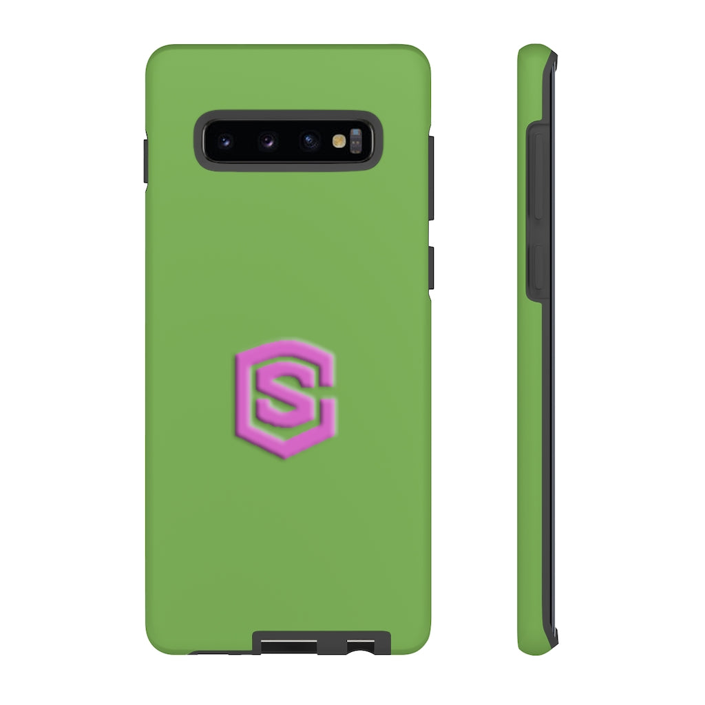Green Tough Cases Pink Logo