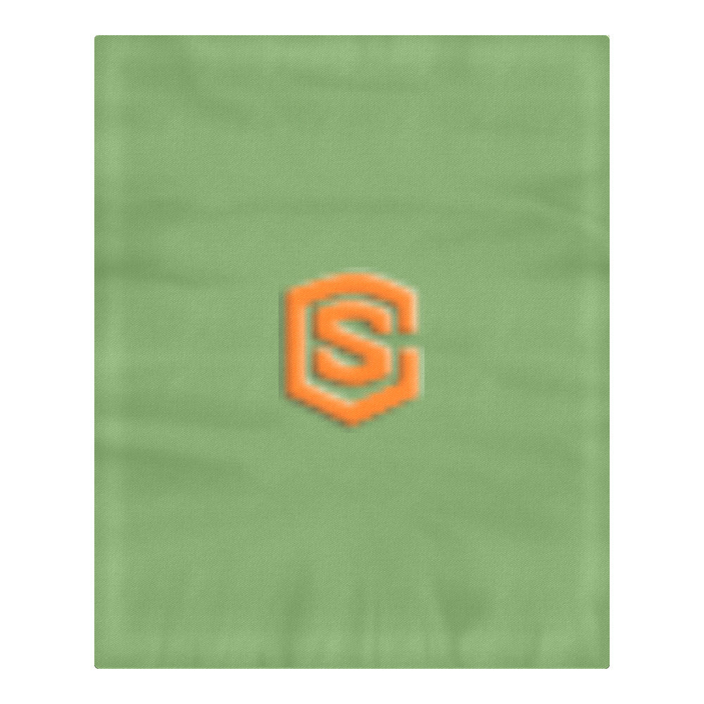 Green Duvet Cover Orange Logo 3-Piece Bedding Set (1 Duvet Cover 86"x70"; 2 Pillowcases 20"x30")(One Side)