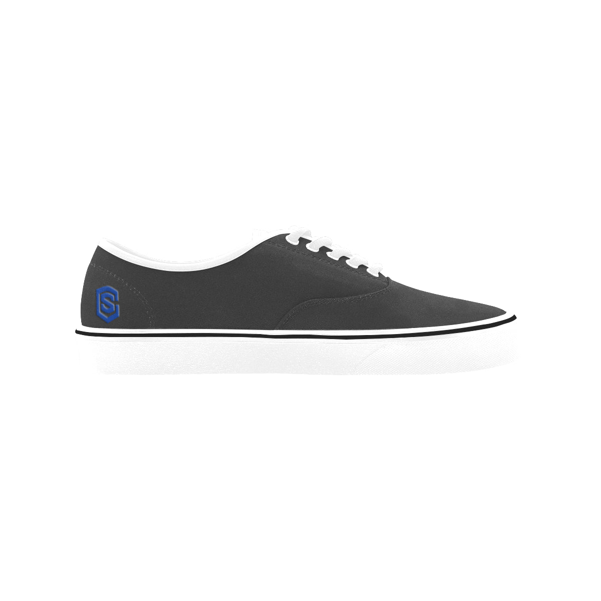 blue logo Classic Women's Canvas Low Top Shoes (Model E001-4)