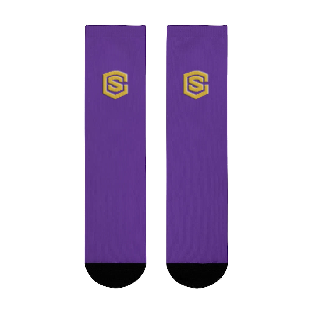 purple Sublimation Crew Socks (EU) Gold Logo