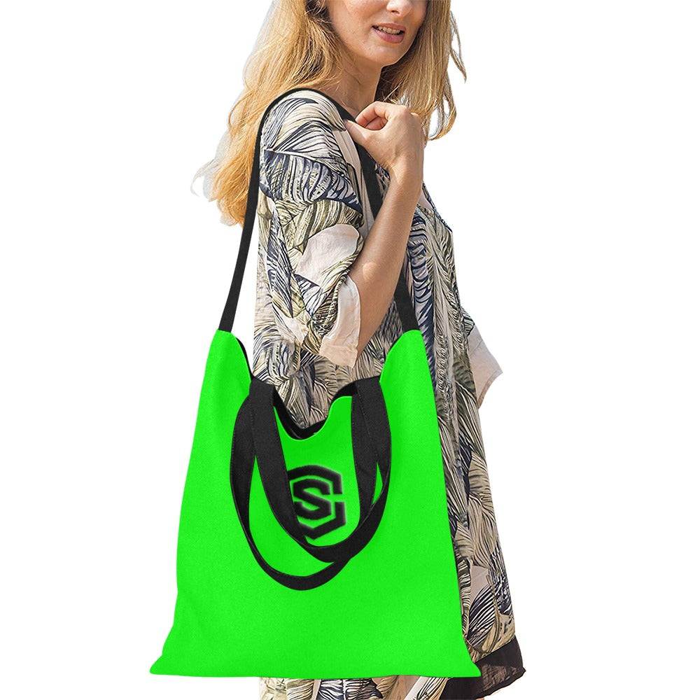 Green All Over Print Canvas Tote Bag With Black Logo All Over Print Canvas Tote Bag(Model1698)(Medium)