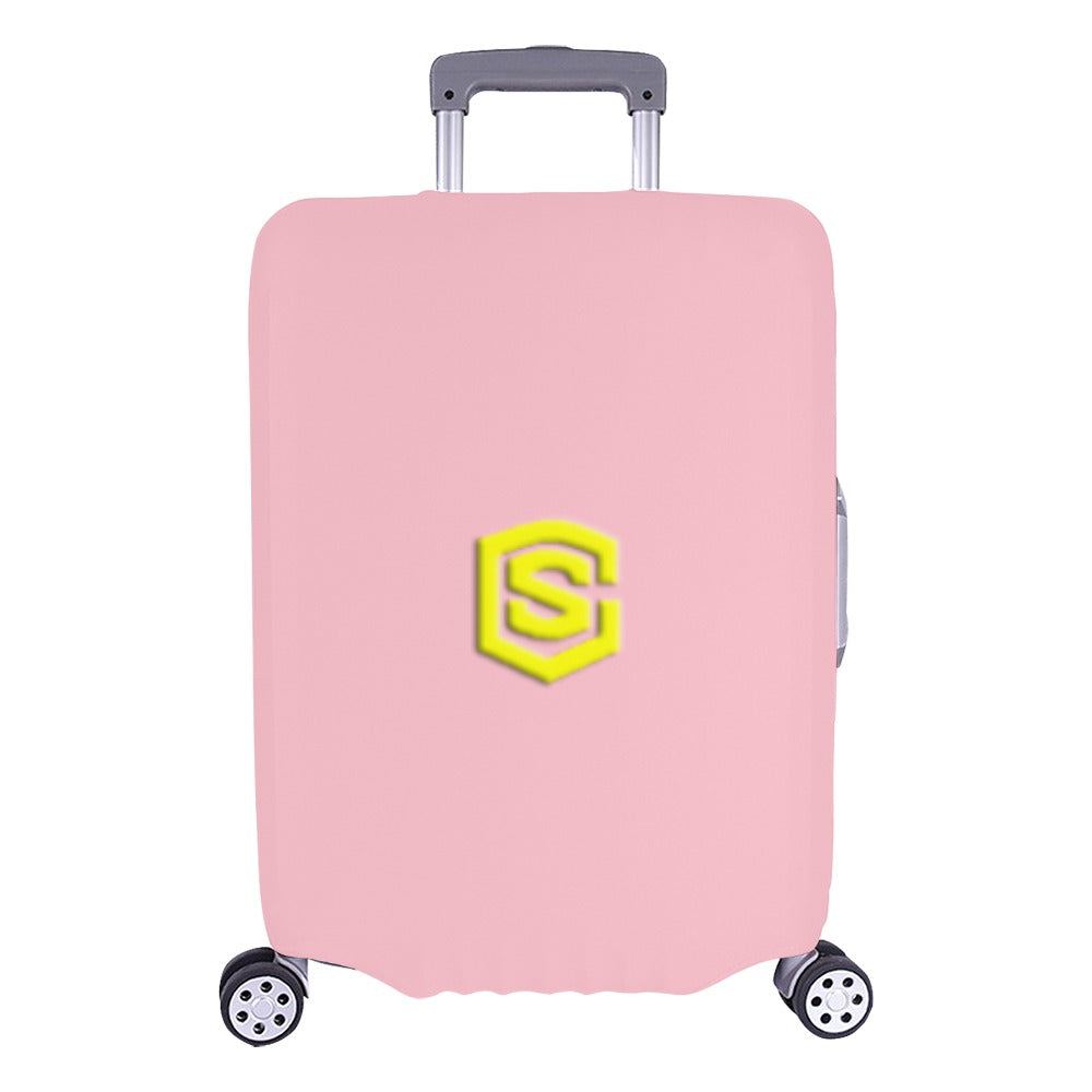 PINK LUGGAGE COVER WITH YELLOW LOGO Luggage Cover (Large Size) (26"-28")