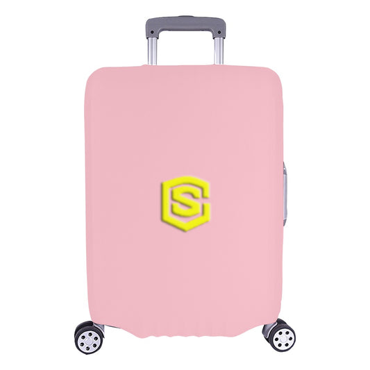 PINK LUGGAGE COVER WITH YELLOW LOGO Luggage Cover (Large Size) (26"-28")