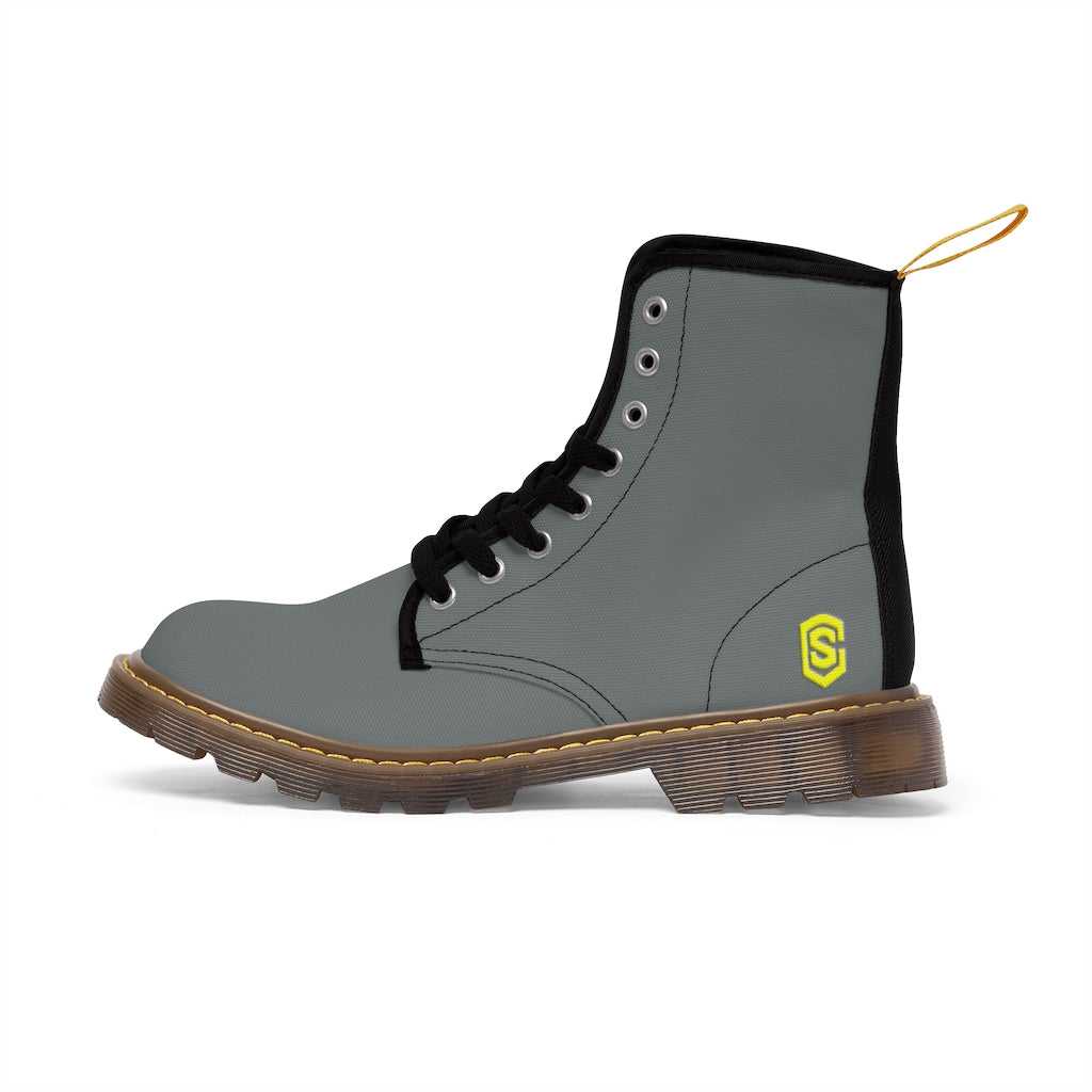 Grey Men's Canvas Boots Yellow Logo