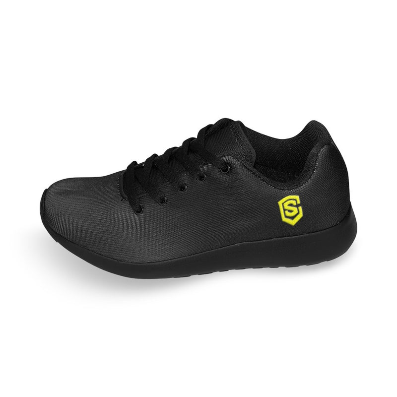 BLACK KID SNEAKER ITH YELLOW LOGO Kid's Sneakers (Little Kid / Big Kid) (Model020)