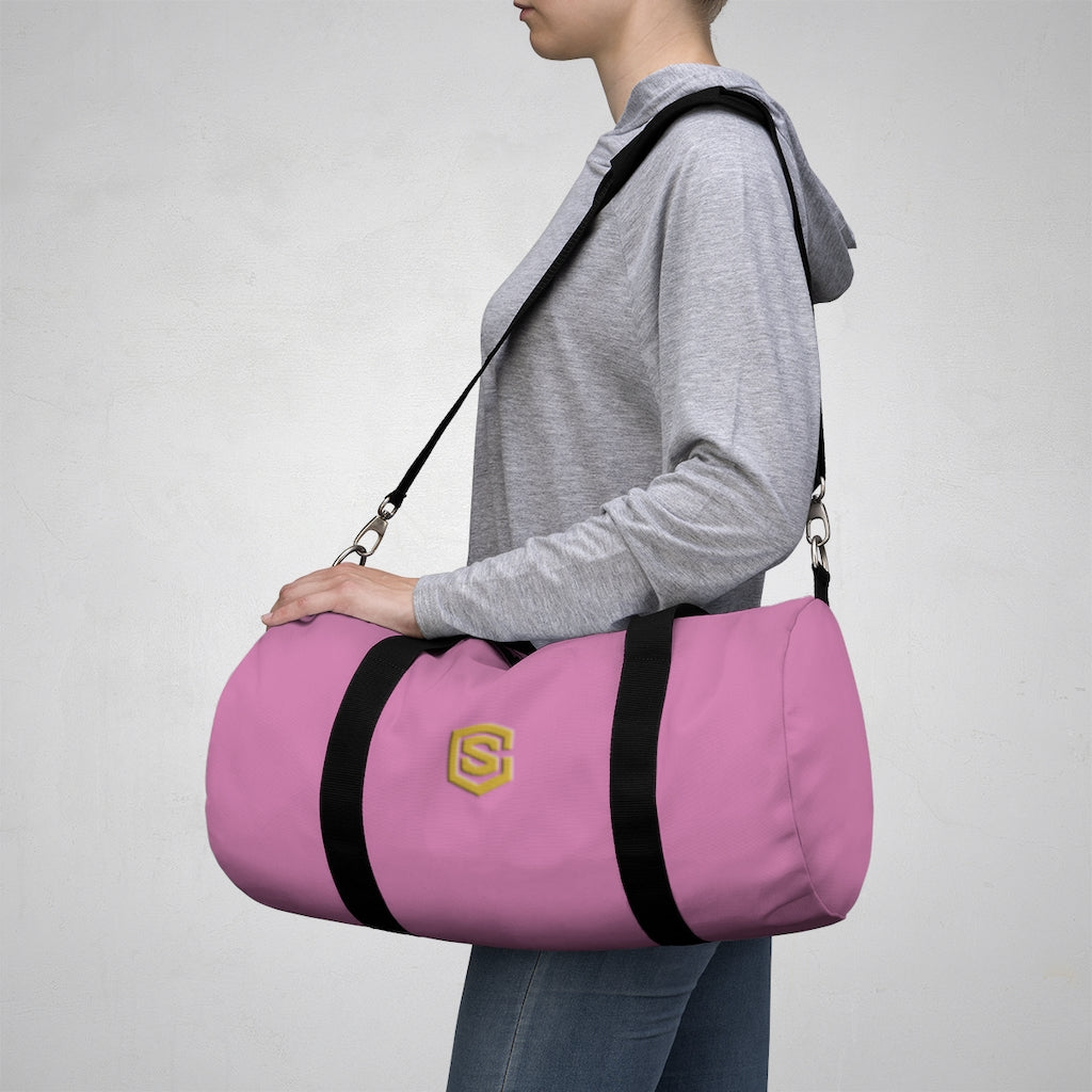 Pink Duffel Bag Gold Logo