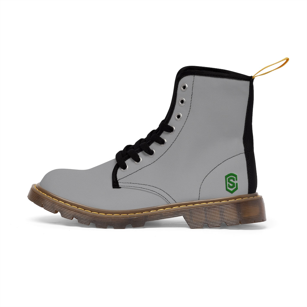 Grey Men's Canvas Boots Green Logo
