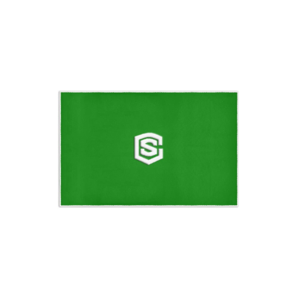 GREEN SMALL AREA RUG WITH WHITE  LOGO Area Rug 2.6' x 1.7'