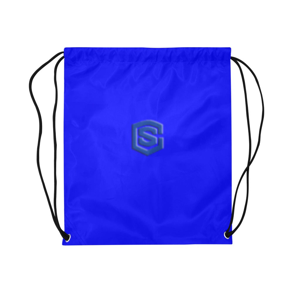 Blue Drawstring Bags Large With Blue Logo Drawstring Bags (Model 1604) (Large)