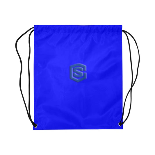 Blue Drawstring Bags Large With Blue Logo Drawstring Bags (Model 1604) (Large)