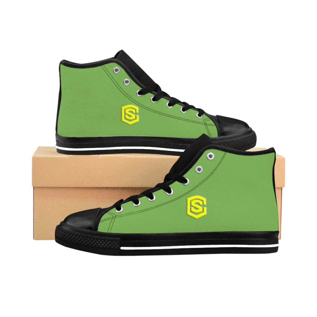 green Men's High-top Sneakers - yellow logo