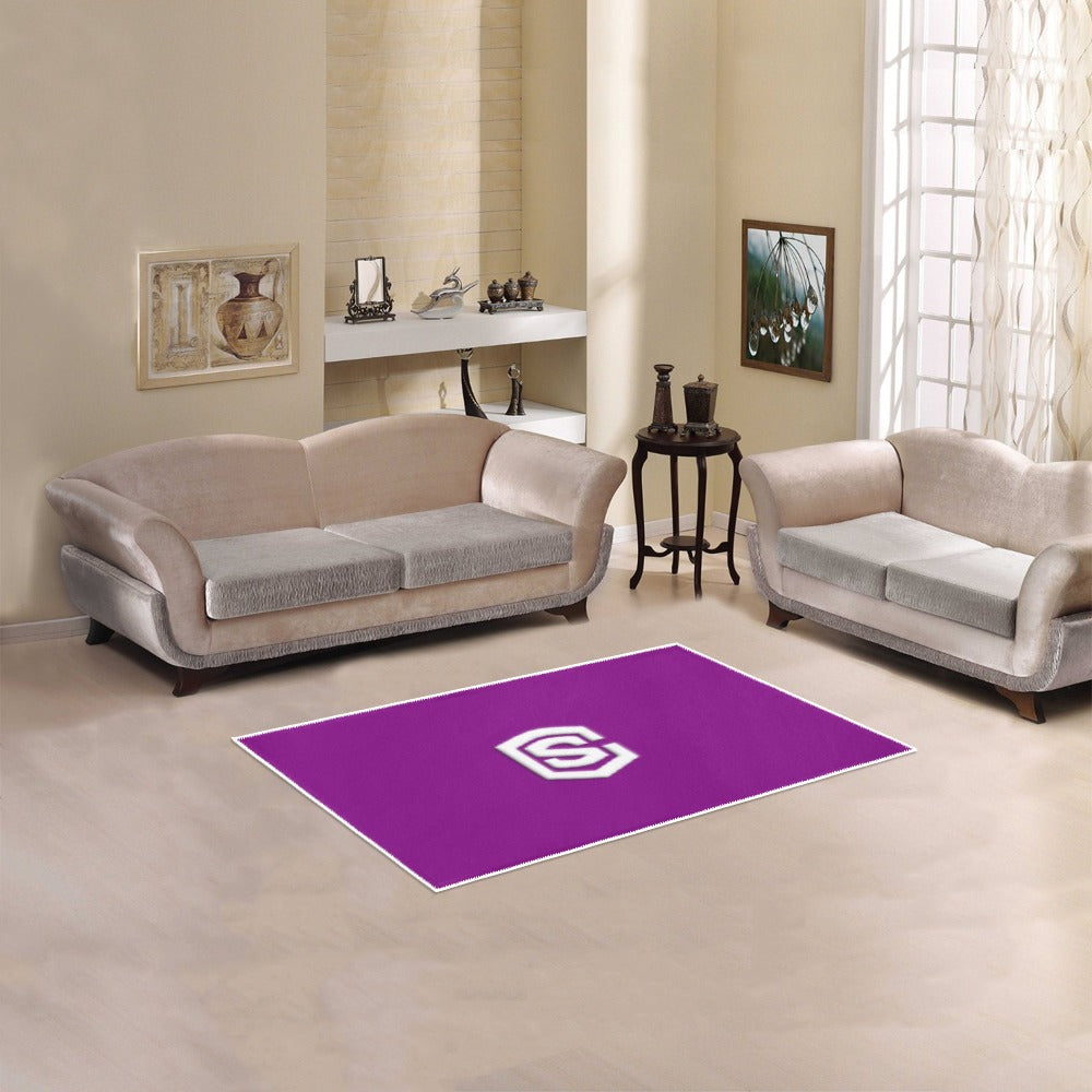 Purple Area Rug 2.6' x 1.7' with White Logo Area Rug 2.6' x 1.7'