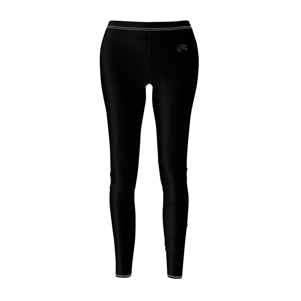 Black Women's Cut & Sew Casual Leggings Black logo