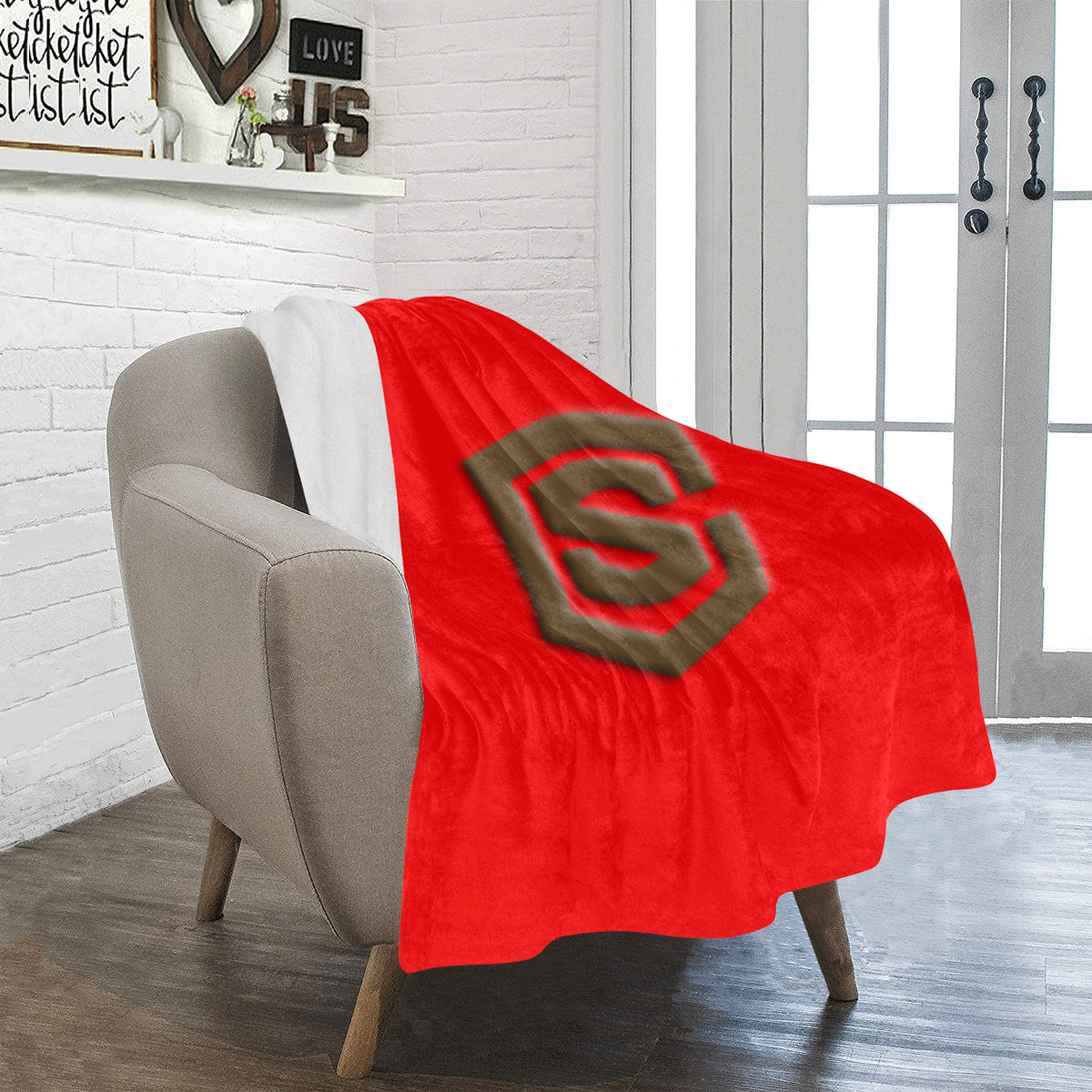 Red Ultra-Soft Micro Fleece Blanket with Brown Logo Ultra-Soft Micro Fleece Blanket 30"x40"