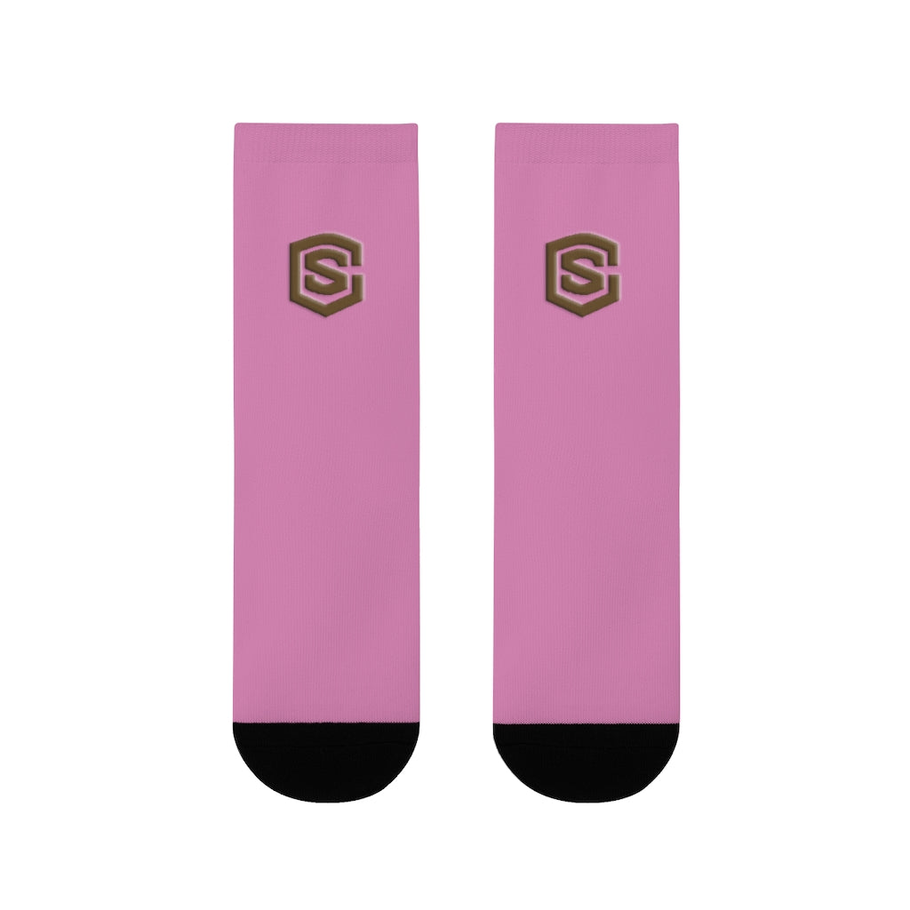 Purple Sublimation Crew Socks (EU) Brown Logo