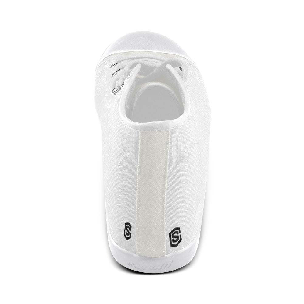 GRAY CANVAS KID SHOES black logo High Top Canvas Kid's Shoes (Model 002)