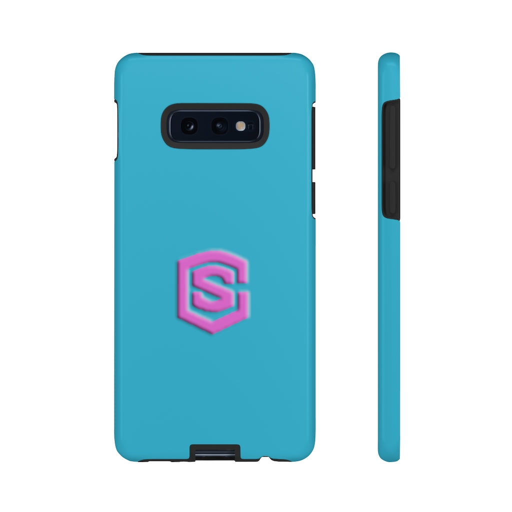 Blue Tough Cases Pink Logo