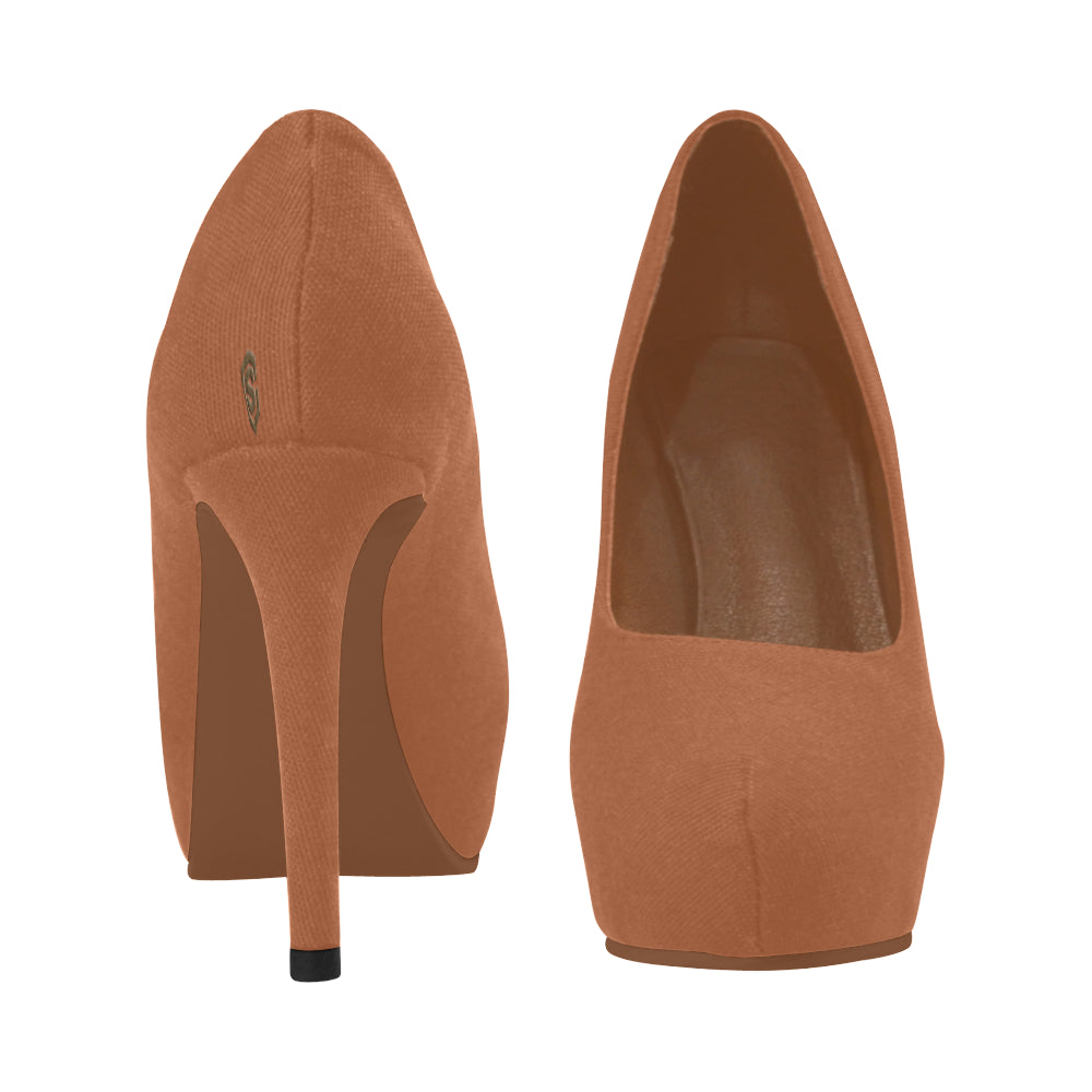 BROWN Women's High Heels brown logo Women's High Heels (Model 044)