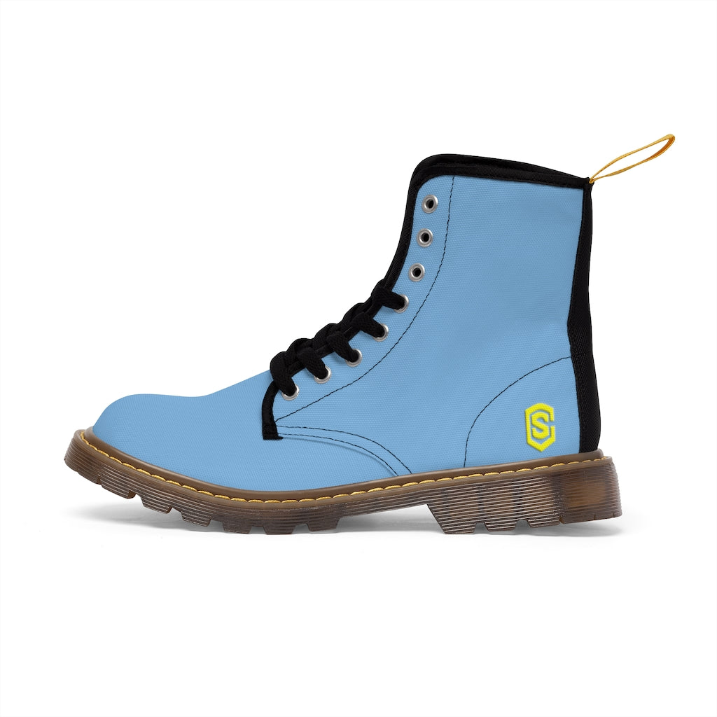 Blue Men's Canvas Boots Yellow Logo
