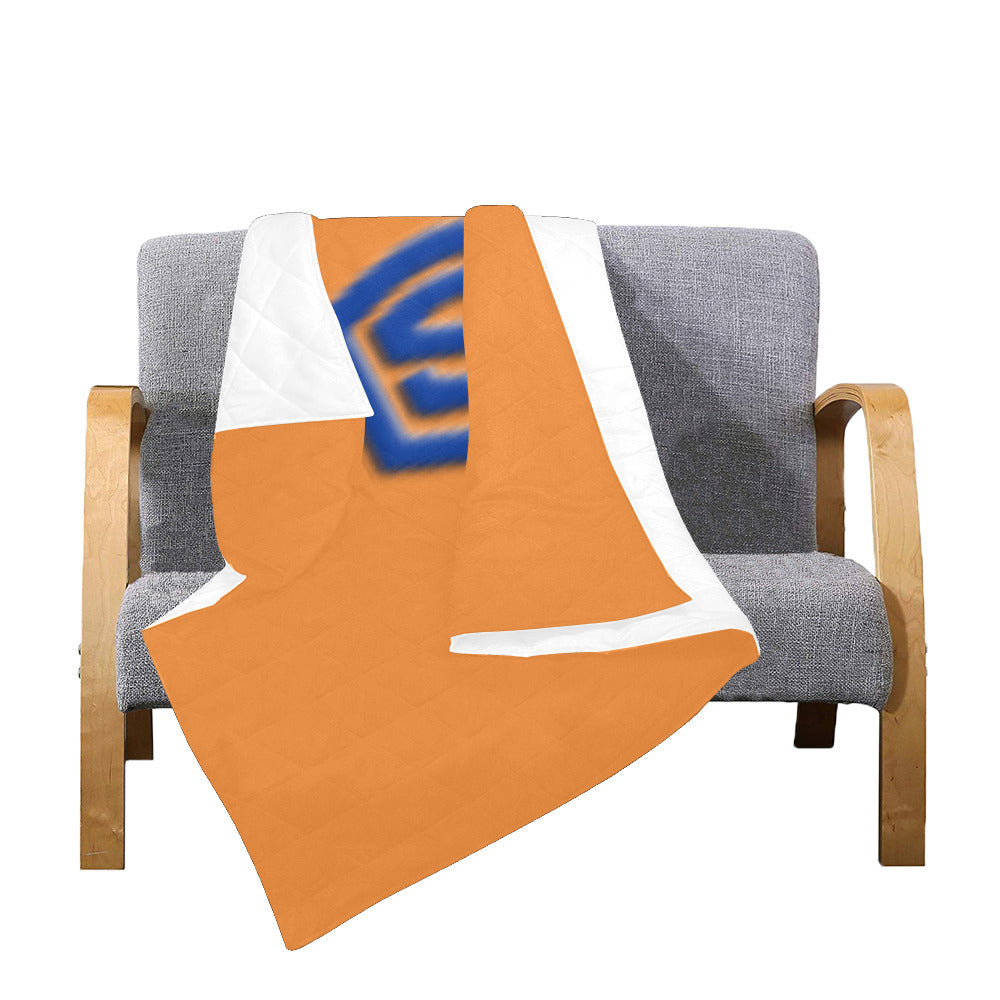 Orange Custom Quilt Blue Logo Custom Quilt 50" x 60"