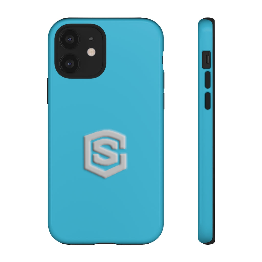 Blue Tough Cases Silver Logo
