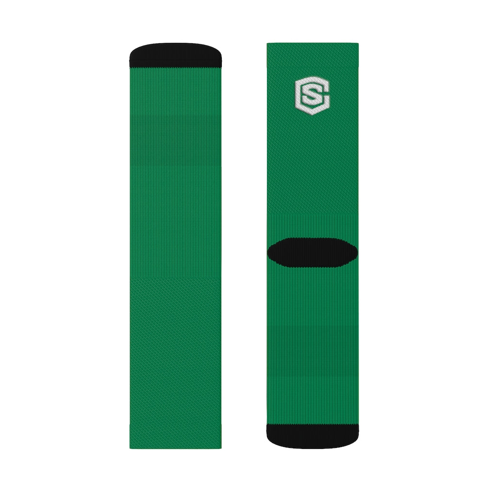 Green Sublimation Socks White Logo