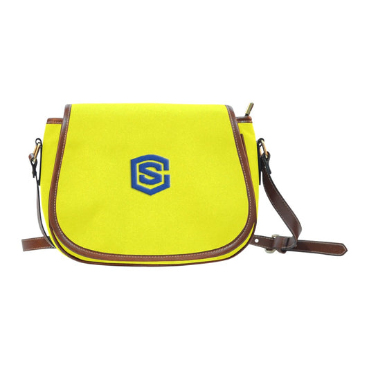 YELLOW Saddle Bag WITH BLUE LOGO Saddle Bag (Model 1649) (Small)