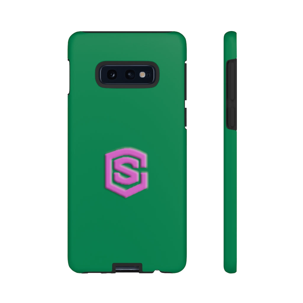 Green Tough Cases Pink Logo