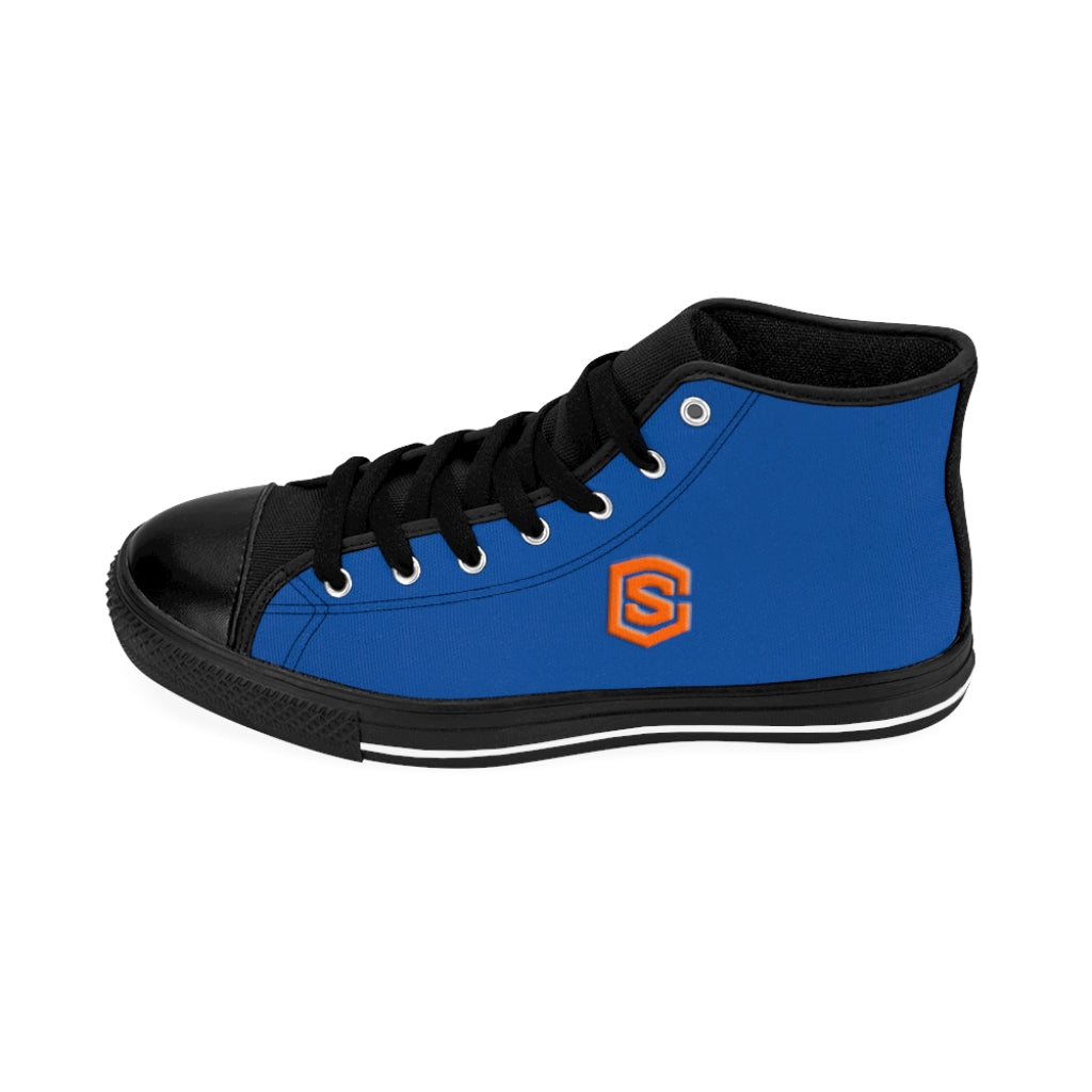 blue Men's High-top Sneakers - orange logo