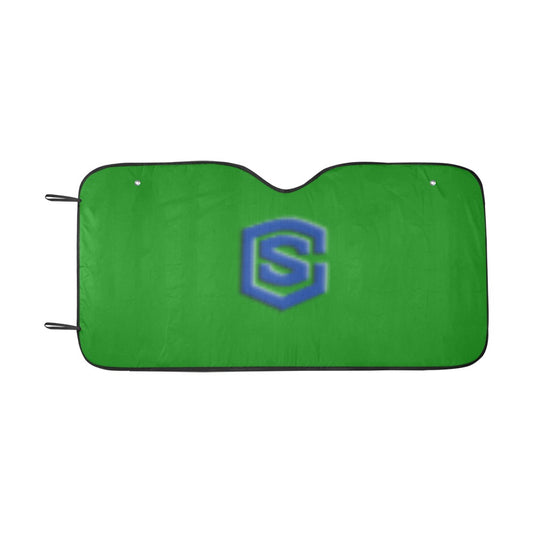 GREEN AUTO SUN SHADE WITH BLUE LOGO Auto Sun Shade 55" x 29.53"