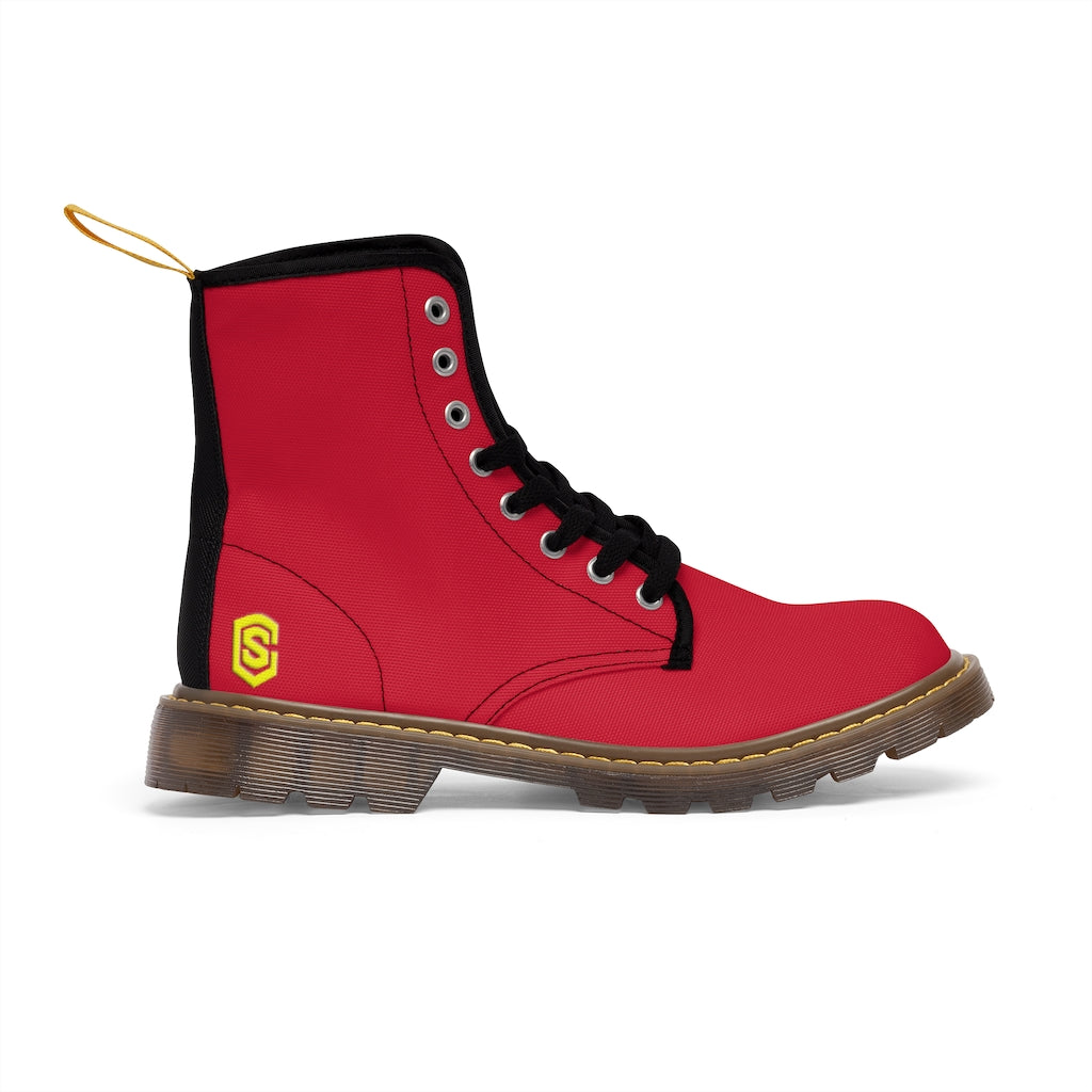 Red Men's Canvas Boots Yellow Logo