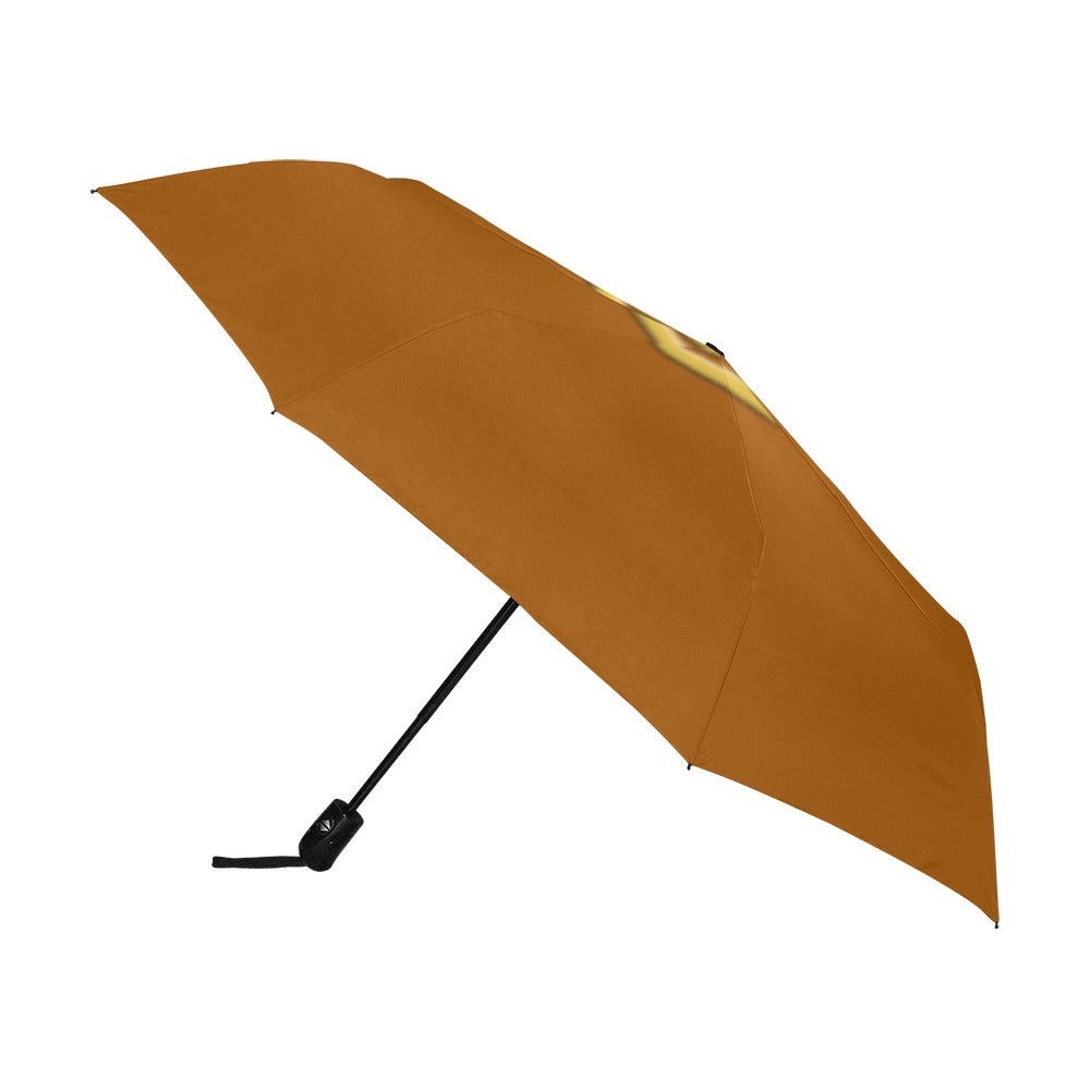 Brown Anti-UV Automatic Umbrella With Gold Logo Anti-UV Automatic Umbrella(Outside Printing)(Model U09)