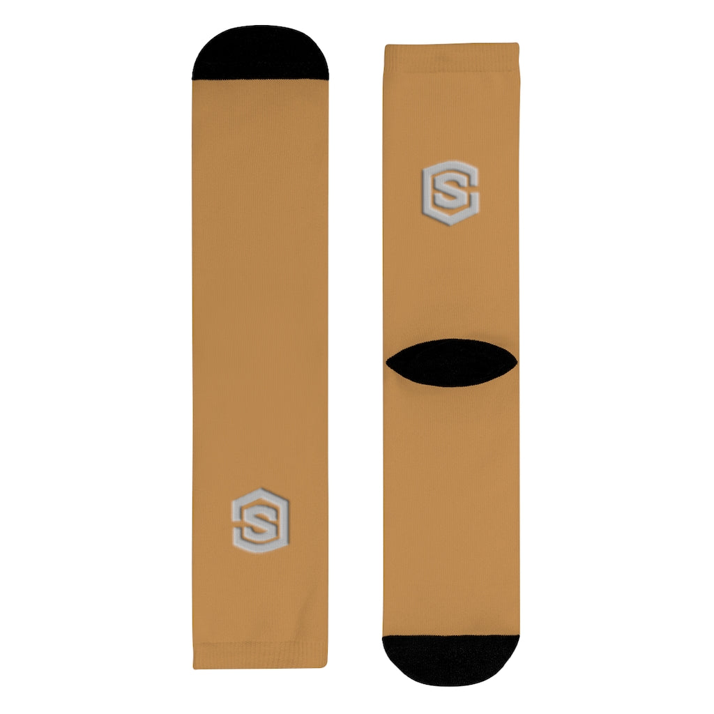Brown Sublimation Crew Socks (EU) Silver Logo