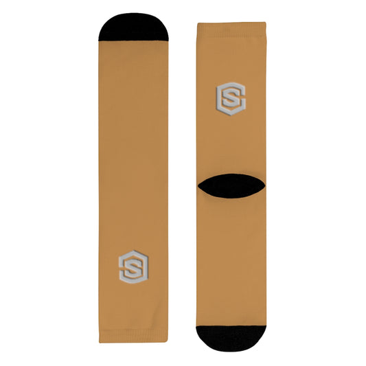 Brown Sublimation Crew Socks (EU) Silver Logo